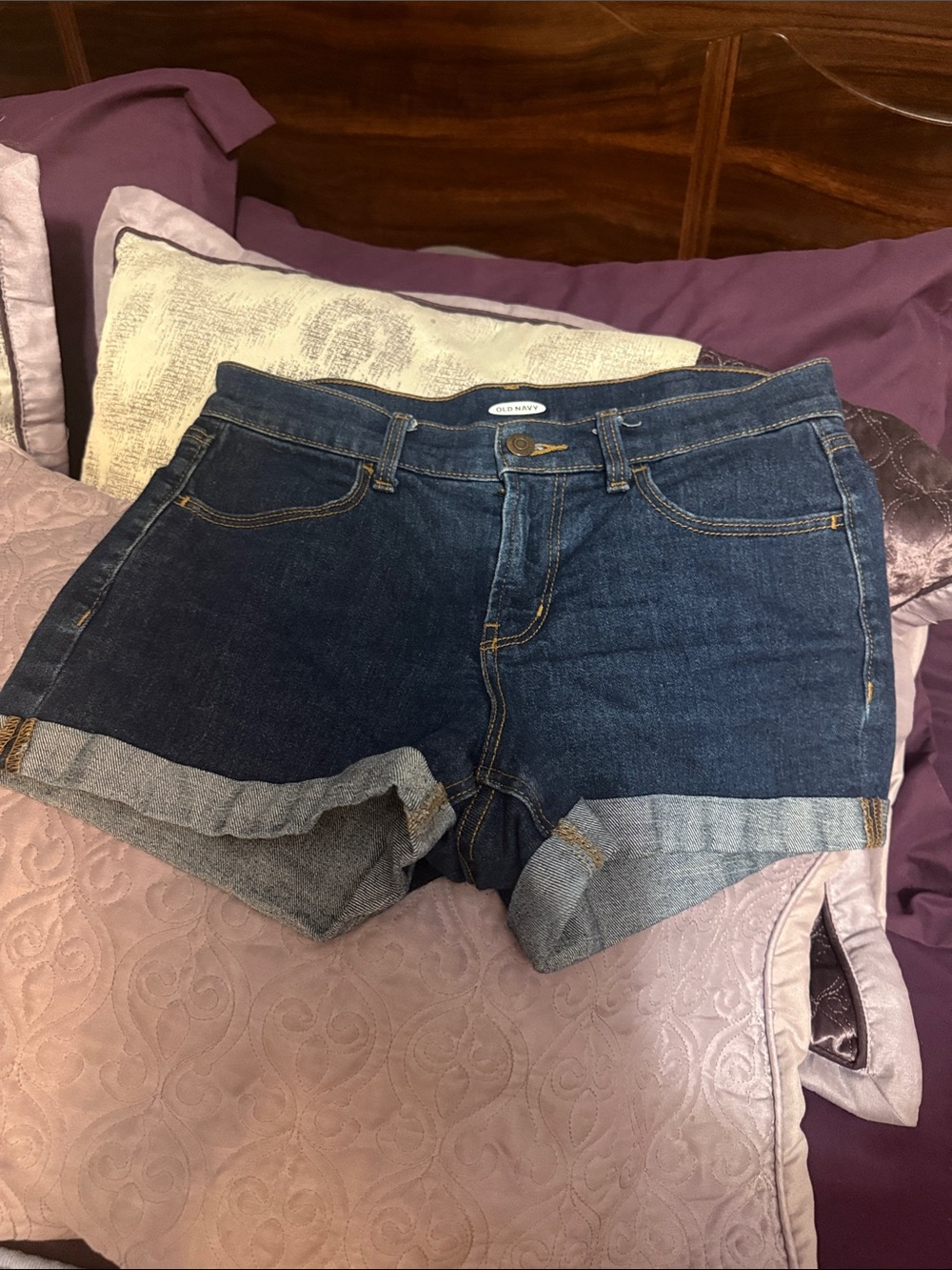 Old Navy Dark Blue Rolled Cuff Denim Shorts